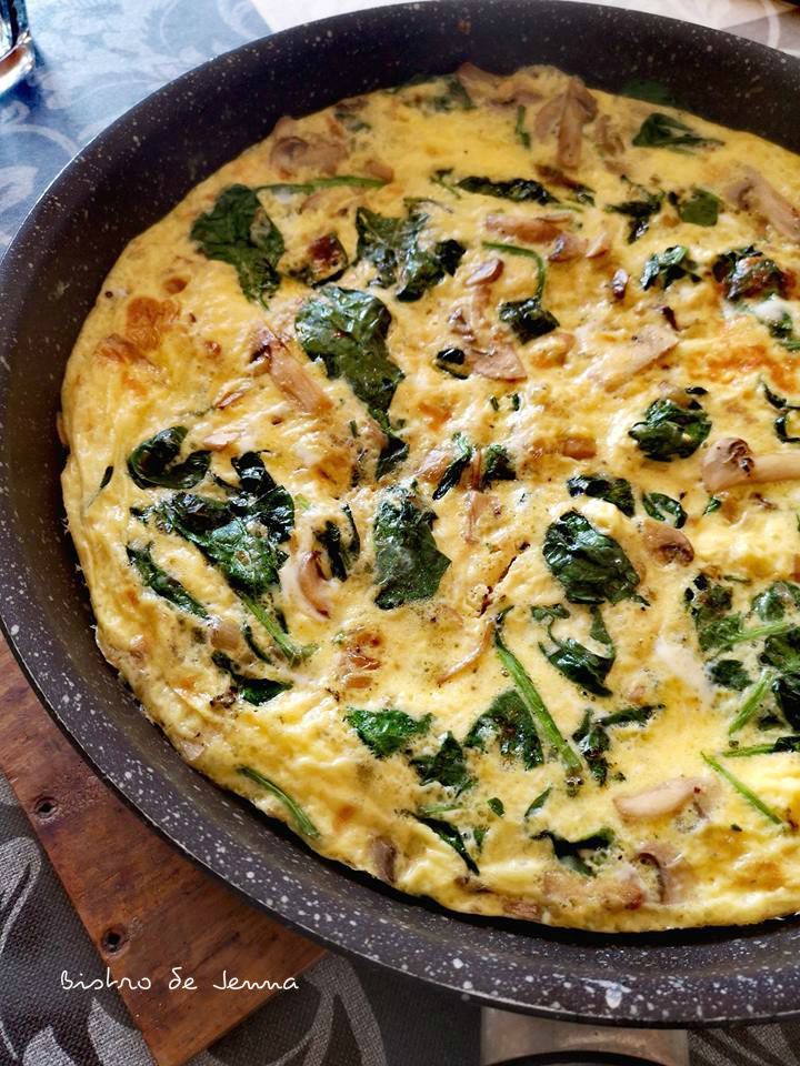 Omelette champignons & épinards